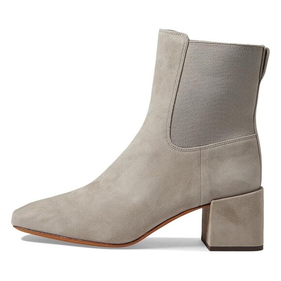 Vince Kimmy Women 9 Booties Hazel Stone Suede Square Toe Block Heel Ankle Boots - Picture 2 of 16